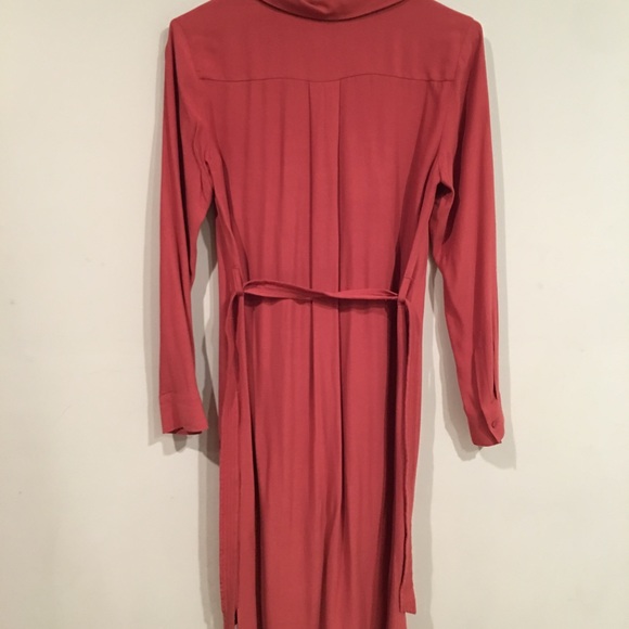 Ann Taylor | Peach Midi Long Sleeve Shirt Dress SM - Picture 5 of 7